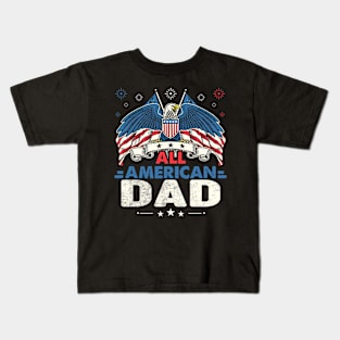 All American DAD USA Flag 4th Of July Kids T-Shirt